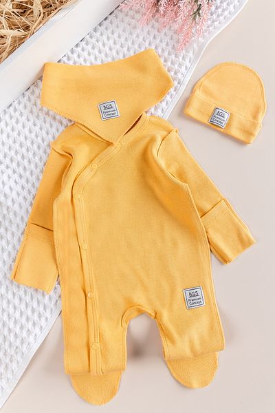 Babymod Natural Baby Jumpsuit Set with Gloves