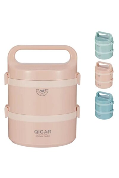 Tantitoni QIGAR, 1,25L, Çelik, 2 Katlı, Yuvarlak, Yemek taşıma kabı, Sefer ta...