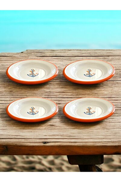 EMAYE TEZGAHI طبق طعام وخدمة مطلي بالمينا مقاس 20 سم - طقم من 4 قطع فواكه ومتبلة