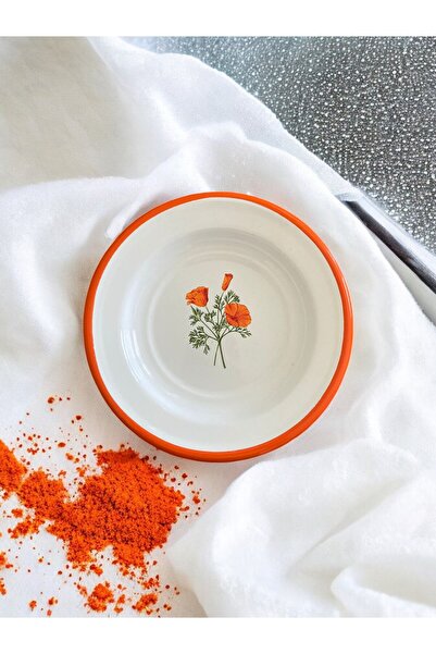 EMAYE TEZGAHI 20cm Enameled Food and Serving Plate - Set of 4 Fruits and Marine