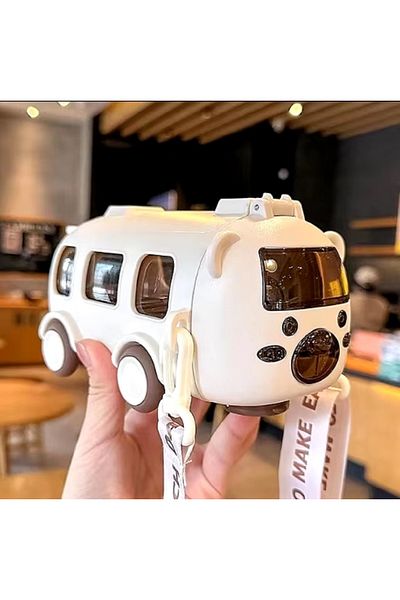 hediyeconcepti زجاجة مياه ومشروبات غازية بتصميم حافلة كرتونية لطيفة سعة 500 مل