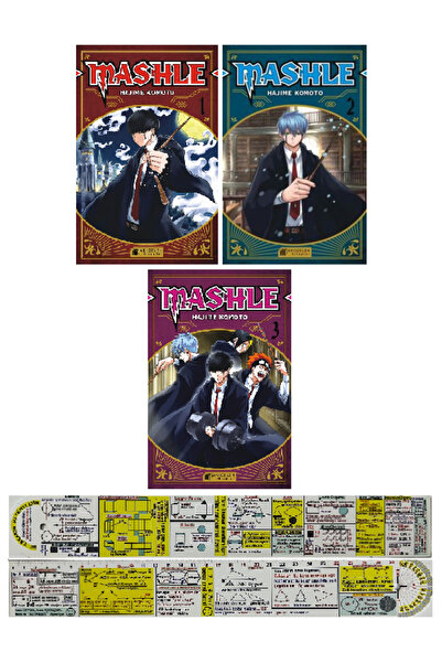 Akıl Çelen Kitaplar Mashle 1-2-3. Ciltler Manga Seti + Mat. Öğreten Cetvel