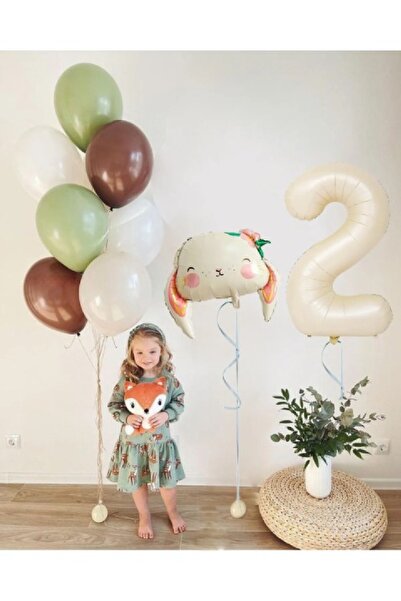 Genel Markalar Süslü Tavşan Folyo Balon Zincir Seti Doğum Günü Retro Balon Seti