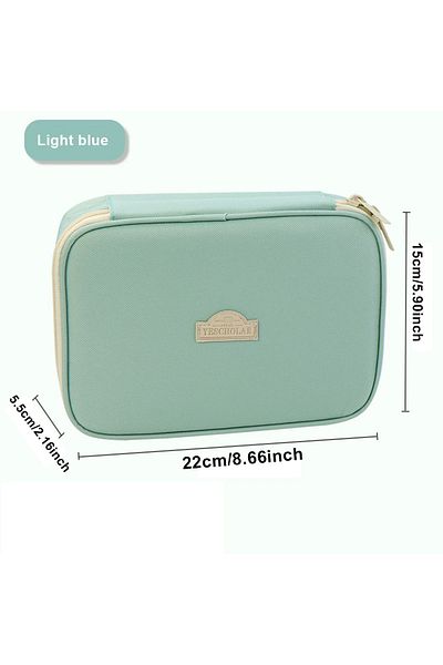 Choice Blue Simple Style Pencil Case, Large Capacity Pencil Bag, Small Piece Storage Bag, Student Stationer
