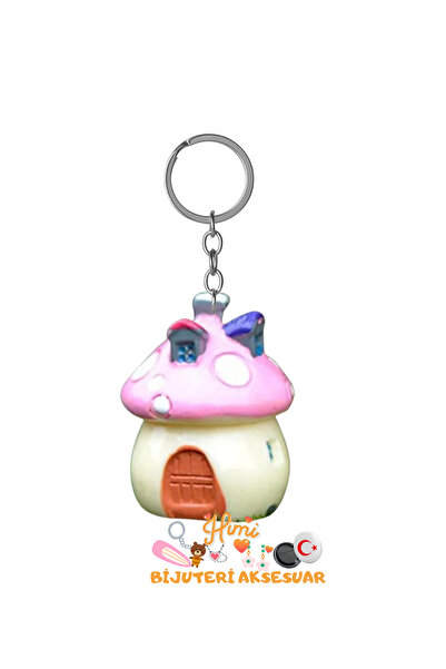 himi bijuteri aksesuar Pink Mushroom House - Auto, Sports and School Keychain...
