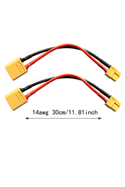 Choice 2XT60FXT90M14awg30cm 2Pcs XT90 Male Connector to XT60 Female Plug Adapter Charge Cable Lead Wire 14