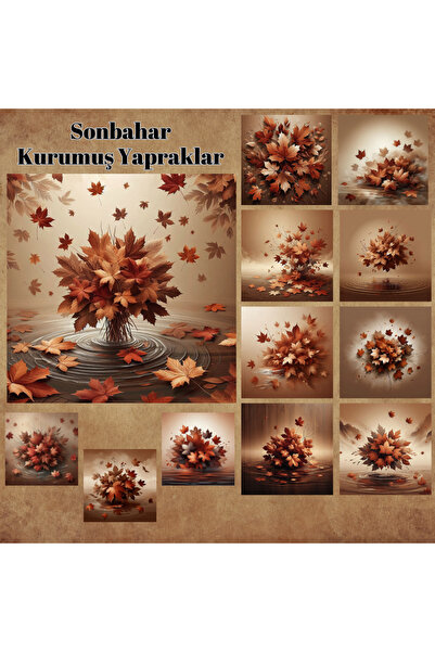 Pink Swan Craft Vintage jesenje suve lišće - set od 12 komada naljepnica za a...