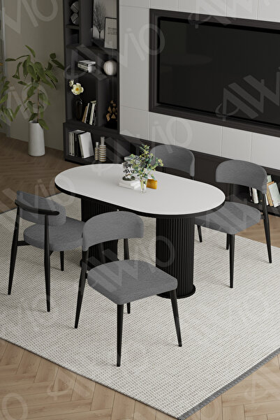 AVVİO Sophia Bohem Ayak Siyah Polo Sandalye 80x140 Mutfak Masa Sandalye Takımı