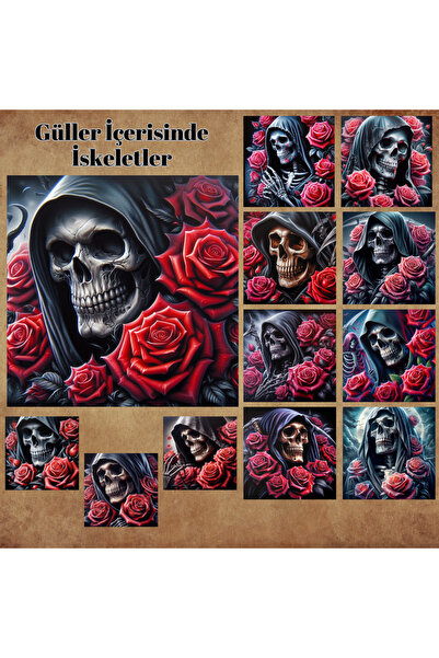 Pink Swan Craft Skeleti unutar ruža Vintage 12 komada Scrapbook Bullet Journa...