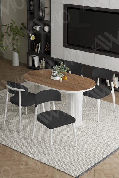 ah assel home Alessa Beyaz Bohem Ayak Polo Sandalye 80x140 Mutfak Masa Sandal...