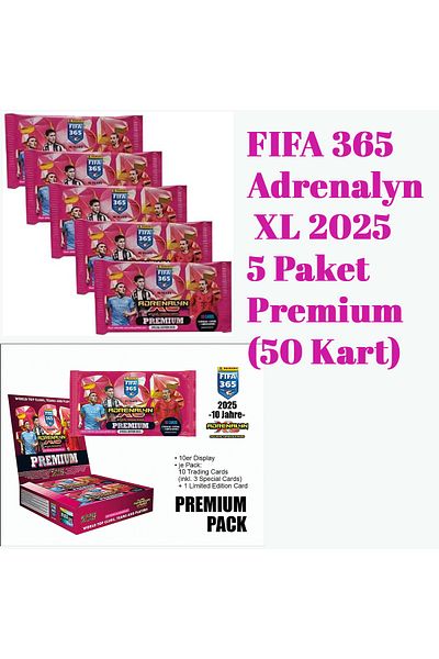 Panini 2025 New Season 5 Pack (50Cards) Premium Card Fifa 365 Adrenalyn XL 2025