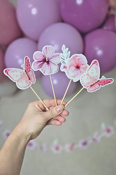 PEKSHOP Kelebek Tema Kürdan Süsleri Cupcake Süsleri Diş Buğdayı Kürdanları Lü...