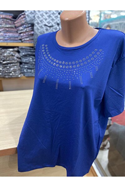 TCR Kadın Likralı Taşlı Kısa Kol Penye Bluz