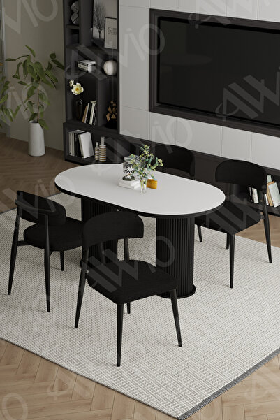 AVVİO Norm Bohem Ayak Siyah Polo Sandalye 80x140 Mutfak Masa Sandalye Takımı