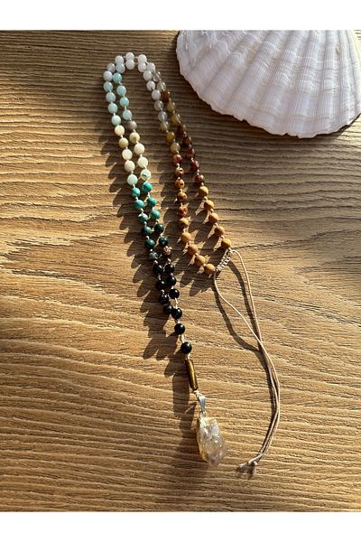CAPO by Aytaç Yamaç Citrine Natural Stone Handmade Chakra Necklace Horoscope Necklace
