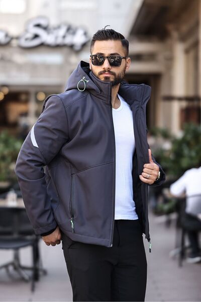 FREED MOND ERKEK ÇIKARILABİLİR KAPÜŞON SU VE RÜZGAR GEÇİRMEZ İÇİ ELYAFLI CEP DETAYLI OUTDOR SOFTSHELL MONT