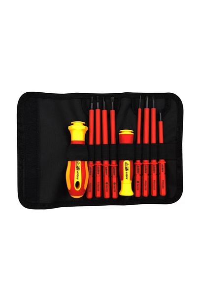 Choice Red 10Pcs Interchangeable Blade VDE Insulated Screwdriver Set with Case Magnetic 500V Home and Profe