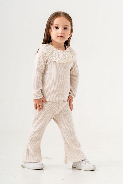 HAUSEkids Κοριτσίστικο Τυρκουάζ Βαμβακερό Δαντελένιο Σετ 1-9 ετών - Latte