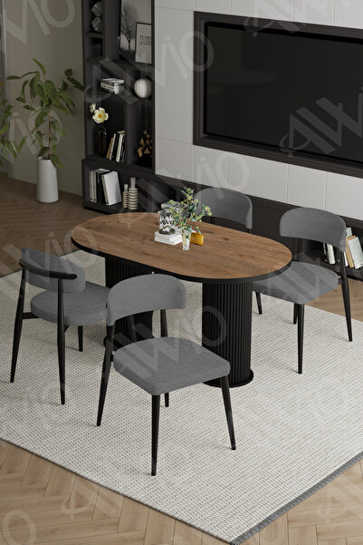 AVVİO Sophia Bohem Ayak Siyah Polo Sandalye 80x140 Mutfak Masa Sandalye Takımı