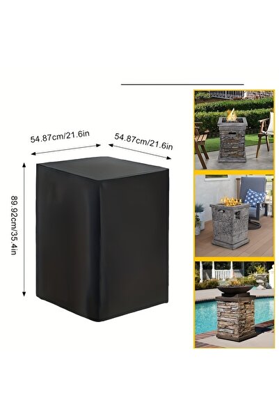 Choice 54x54x89cm Black 1pc Square Fire Pit Cover - Waterproof, All-Weather R...