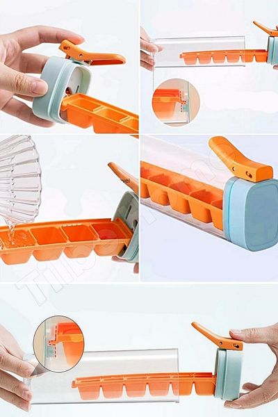 Tilbe Home Press-Down 6 Compartment Square Ice Mold Portable Ice Cube Mold Square Ice Tray Cocktail Ice Mold