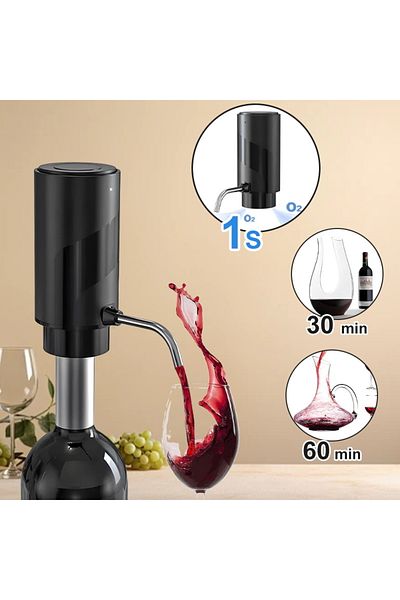 Choice black Intelligent Wine Aerator Dispenser Rechargeable One Touch Electric WineDecanter Liquor Dispens