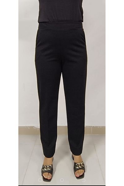 AKŞEN GİYİM Transverse Neck Lycra Scuba Crepe Fabric Classic Cut Side Two Pocket Large Size Trousers