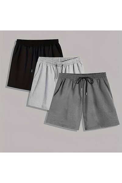 CDA Gray&Black&White Triple Straight Men's Sports Shorts