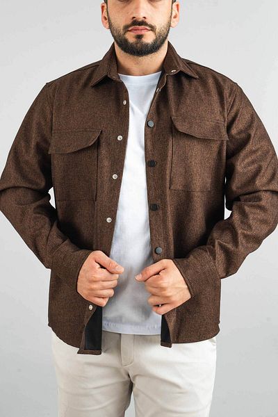 bombe Ανδρικό πουκάμισο Melted Seasonal Casual Inside Scuba Coating Αθλητικό κομμένο παλτό Μπουφάν με κουμπωτά