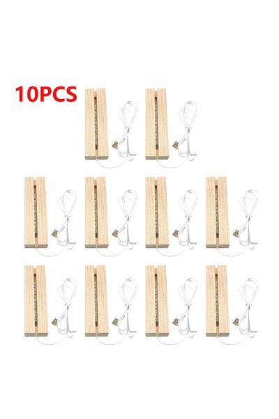 Choice Style A 10pcs 1-10pcs Rectangle Solid Wooden Led Base Strip Luminous Base Usb Lighted Stand For Resi