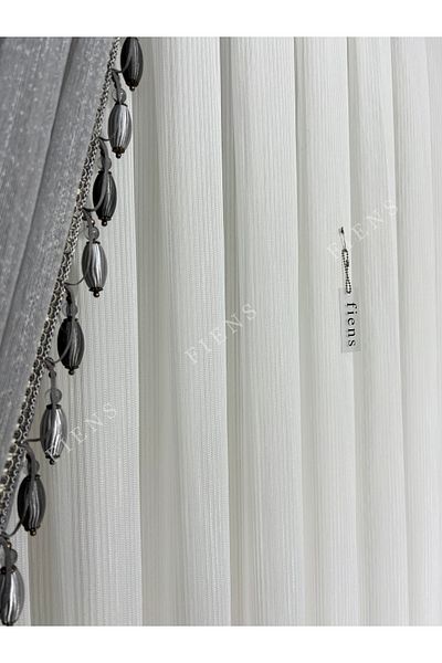 FİENS Soft Bamboo - 1/3 Thick Pleated Tulle Curtain, Gromaded - No Ironing Suitable for All Rooms