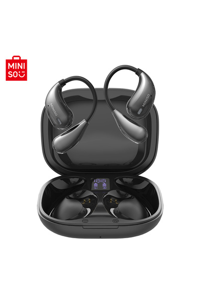Miniso سماعات أذن سوداء X33 بتقنية بلوتوث 5.4 لاسلكية حقيقية، سماعات رأس منخف...
