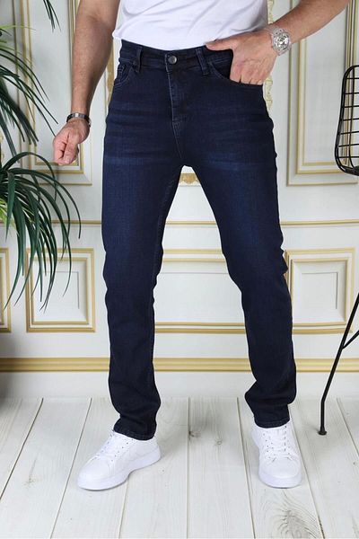 PHANTOM JEANS Ανδρικό παντελόνι τζιν με σκούρο μπλε ελαστικό Lycra Regular Fit