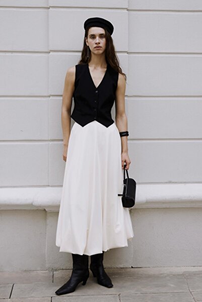 Suud Collection Krémová saténová balonová sukně