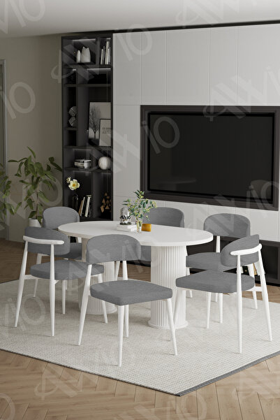 AVVİO Vermond Bohem Ayak Beyaz Polo Sandalye 80x160 Mutfak Masa Sandalye Takımı