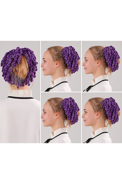 Melodi Scarf 5-Piece Women's Hijab Bun Scarf Set - Velvet, Purple