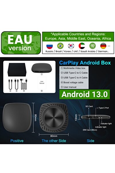 Choice 4GB 64GB EAU Android 13 Wireless CarPlay Ai Box QCM6115 8Cores Support Netflix&Youtube Built-in GPS