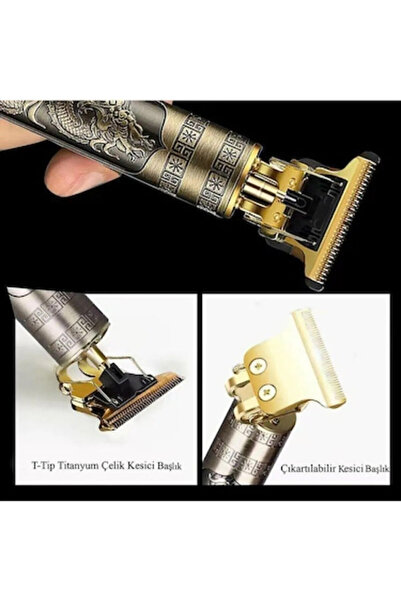 LaraThec Uzun Süre Şarjı Dayanıklı Paslanmaz Çelik Ejderha Motif Tıraş Makinesi