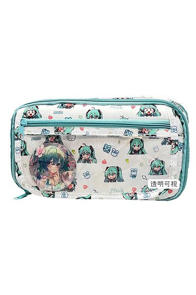 Choice Hatsune Miku Pencil Case Large Capacity 3 Layer Cartoon Pencil Pouch Cute Kids Student Pen Bag St...