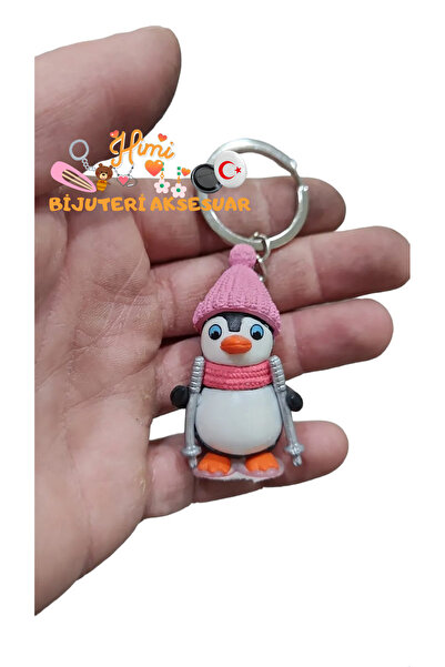 himi bijuteri aksesuar Breloc cu pinguin care face ski, ornament pentru rucsa...
