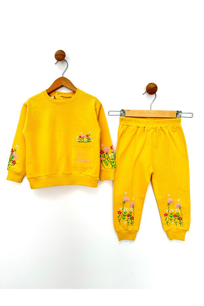 By Cwhr 100% Cotton 2 Thread Flower Printed Baby Girl Set Seasonal Baby Girl Set Baby Girl Tracksuit Set