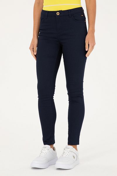U.S. Polo Assn. Women's Navy Blue Toothpick Fit Canvas Trousers 50281692-Vr033