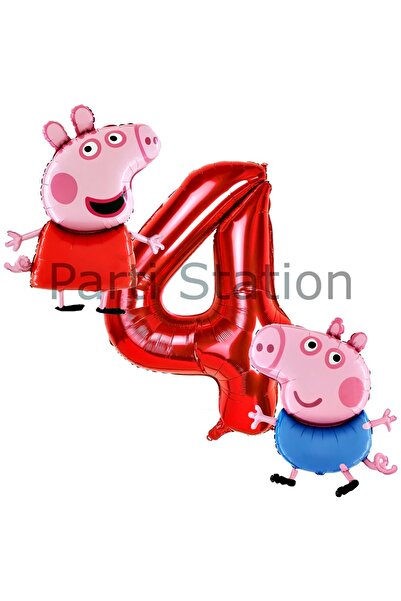 Parti Station Peppa Pig Konsept 4 Yaş Balon Set Pembe Domuz Peppa Pig George ...