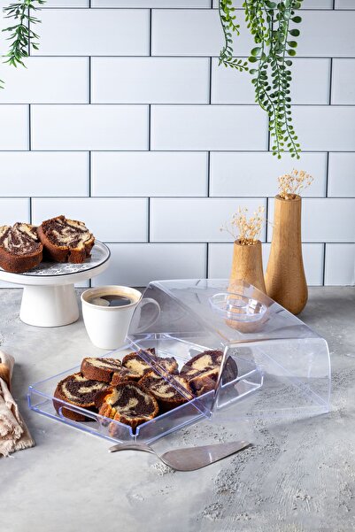 NY HOME صينية عرض مستطيلة 2 في 1 ومروحة كعكة