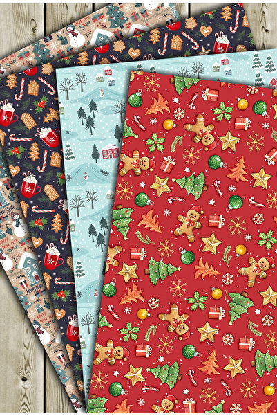 Mia Pera 35 X 50 Cm Yılbaşı Hediye Paketleme Ambalaj Kağıdı (4’LÜ PAKET)