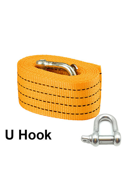 Choice U Hook 3m 3M Heavy Duty 3 Ton Car Tow Cable Towing Pull Rope Strap Wit...