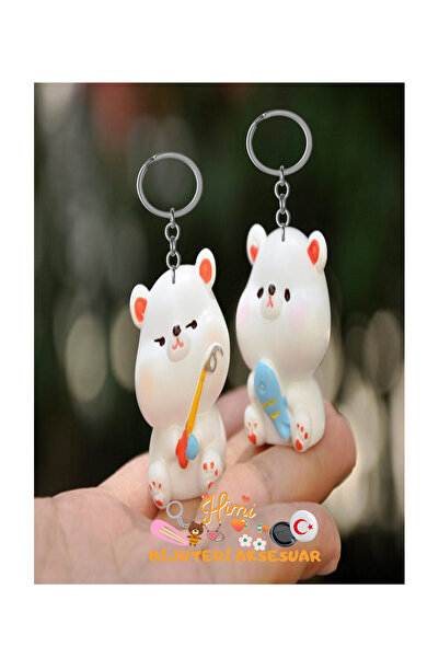 himi bijuteri aksesuar 2-Piece Teddy Bear Keychain Backpack Ornament Auto Key...