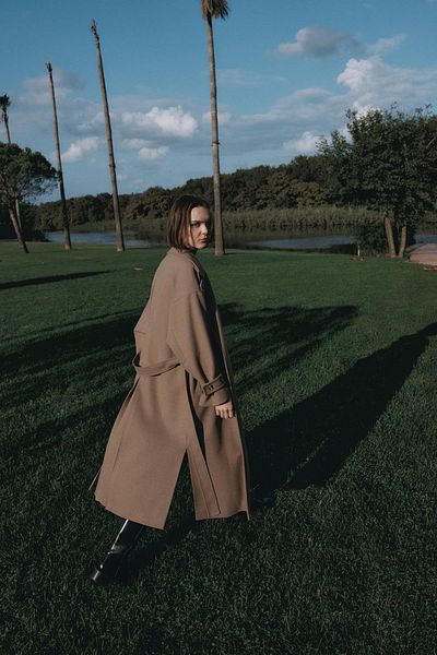 Suud Collection Καφέ γαλακτώδες Sudi Slit Maxi Coat
