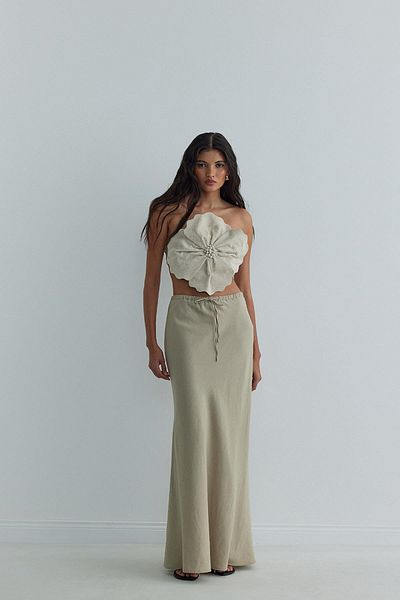Suud Collection Λινό Μπλούζα - Φυσικό Σχέδιο Flore