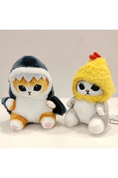 Choice 12cm Hot Cute Shark Cat Fried Shrimp Cat Plush Doll Pendant Doll Beautiful Room Car Bag Decoratio...